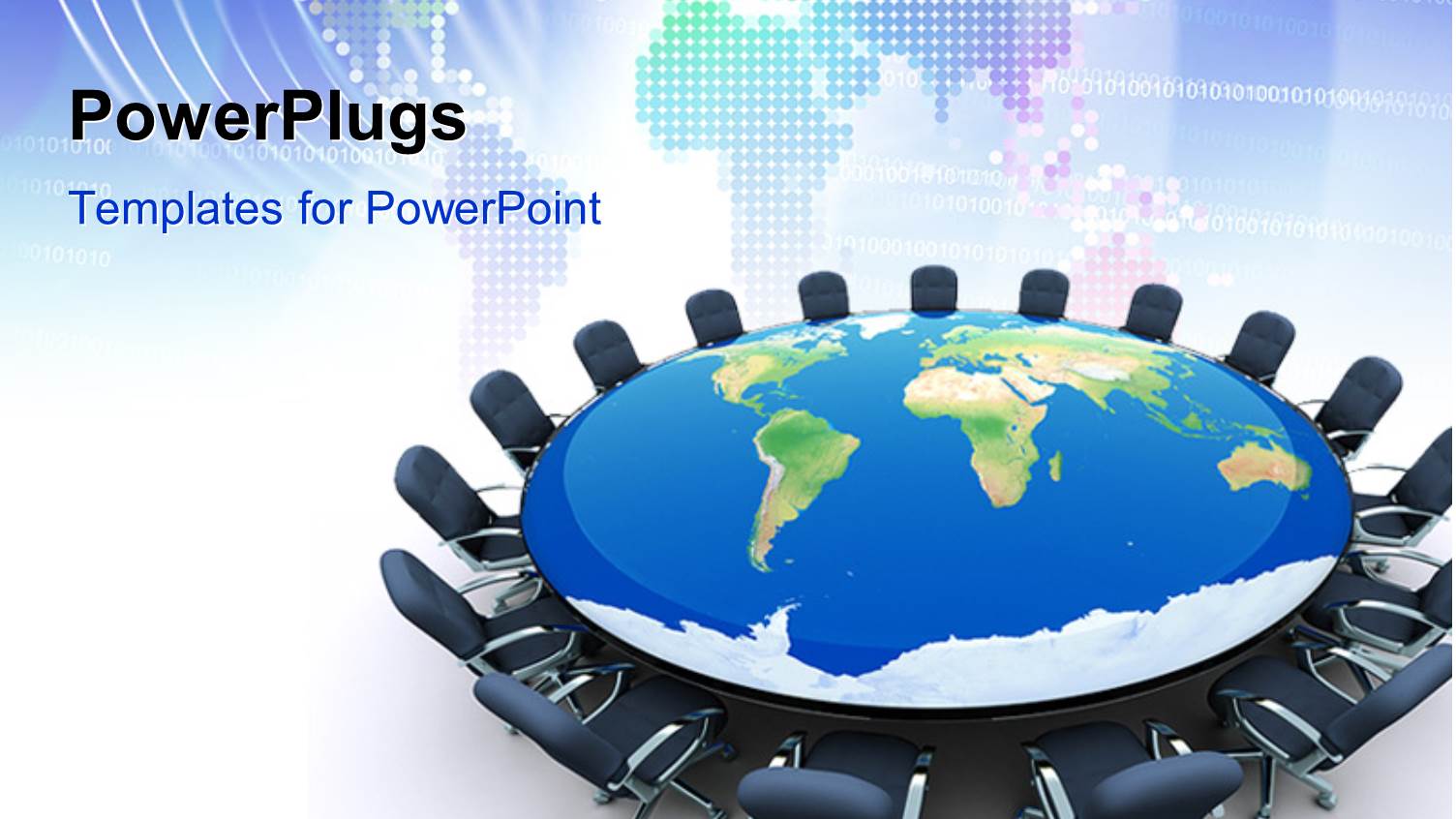 Group of Chairs Arranged Around large World Map Table