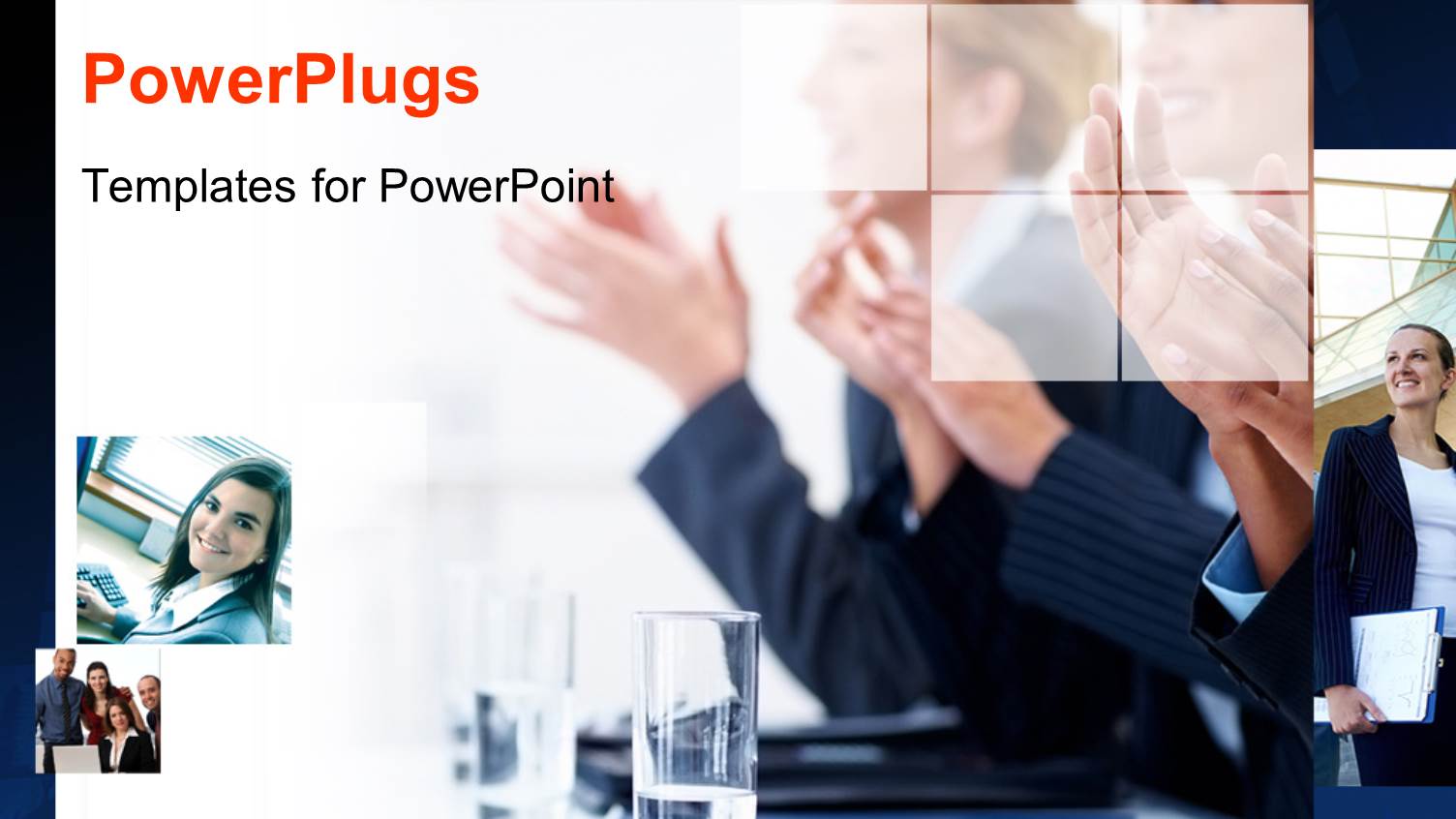 Collage of Business Depictions with Close-up of Clapping Professionals