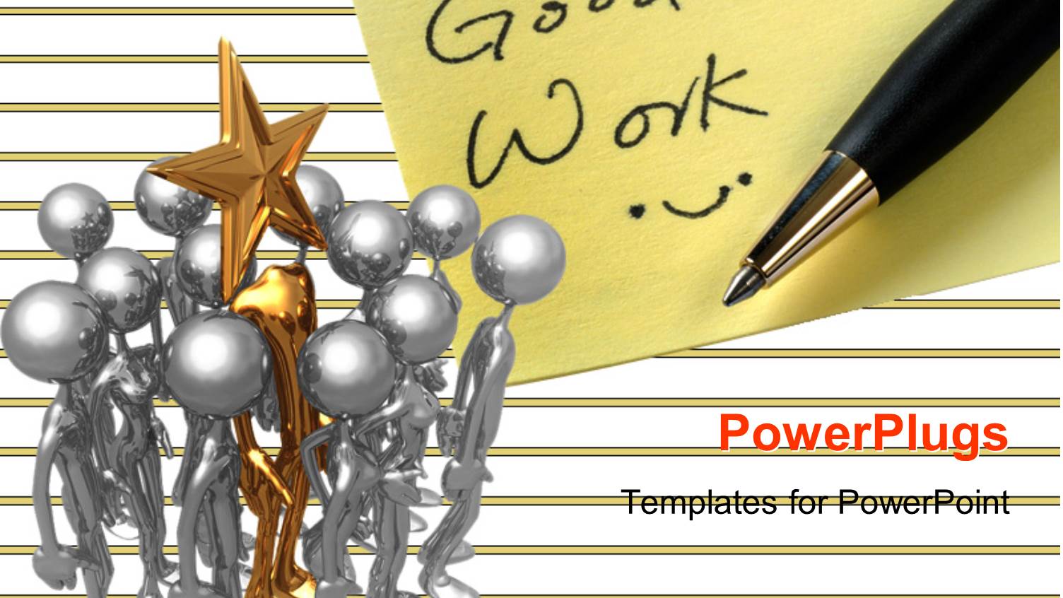 a Group of Humanoids with Award and a Good Work Message on Yellow Paper