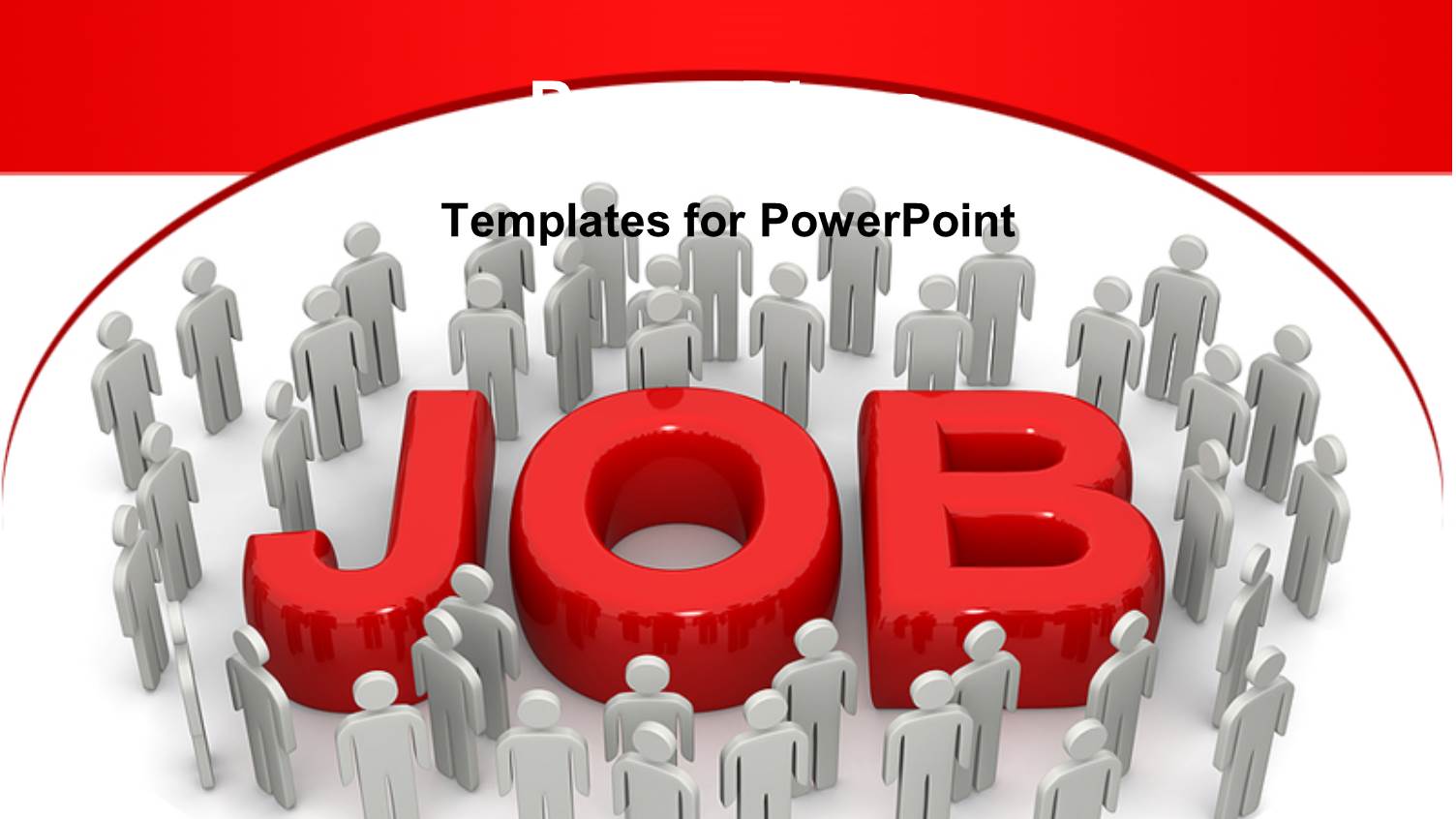 Group of Identical Gray Figures Surround Three Dimensional Red Word Job