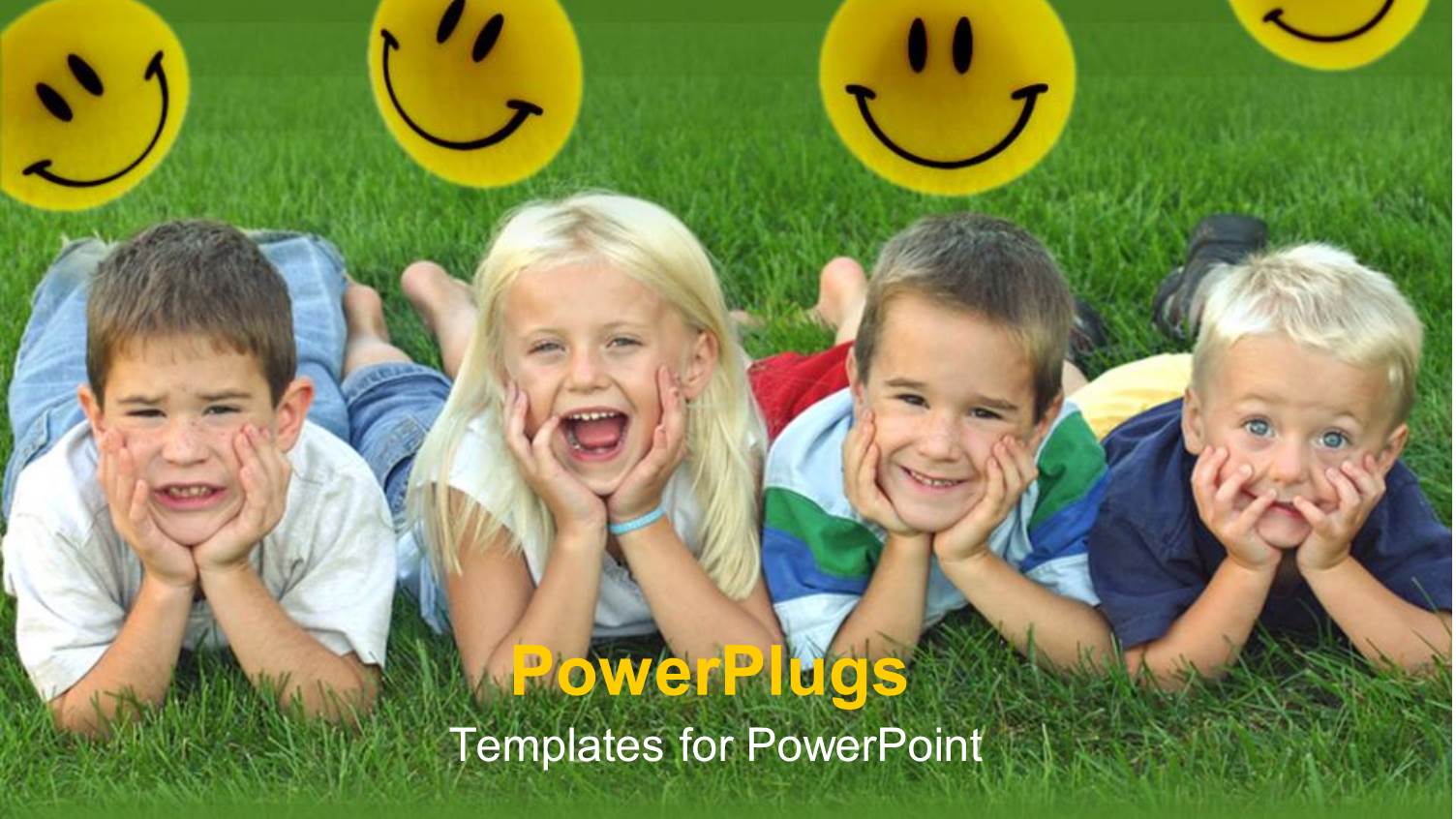 a Group of Kids Together with Smileys