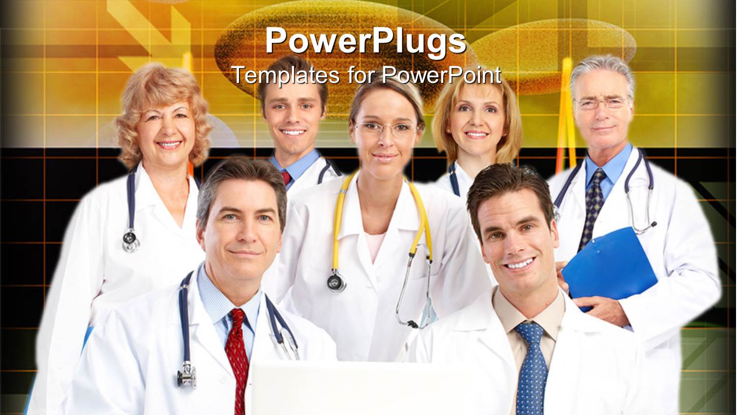 Group of Medical Doctors Smiling with Stethoscope on Shoulder