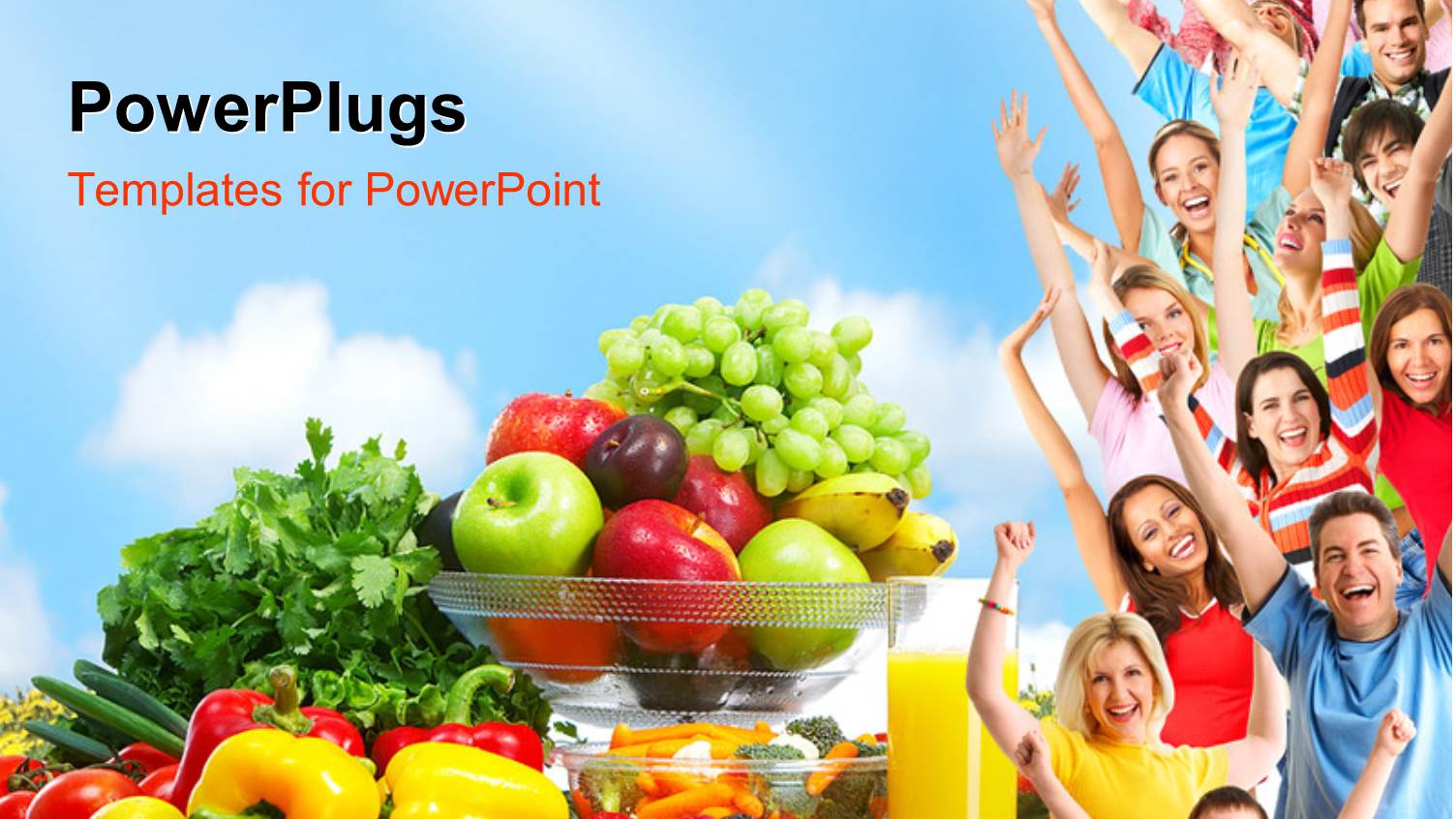 Group of People with Fresh Fruits and Vegetables Depicting Healthy Lifestyle