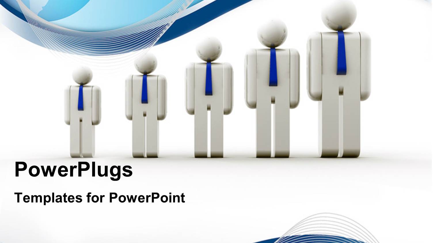 Group of People Icons Showing Growth with Blue Curves and Globe