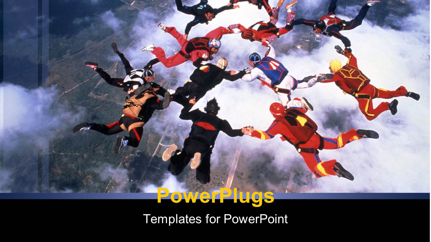 Group of People Sky Diving in Delightful Formation