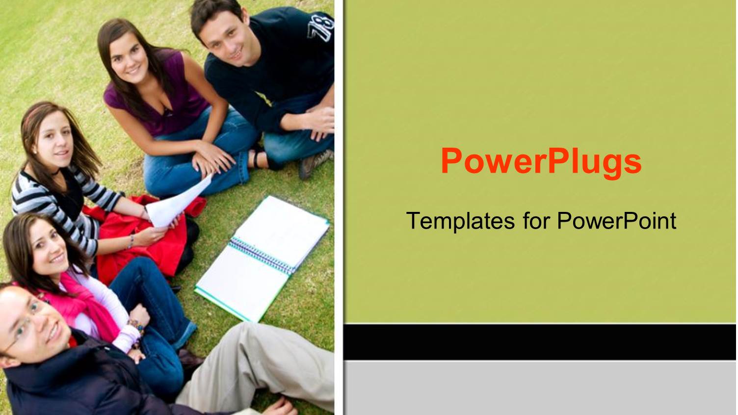 Group of Smiling College Students Study Together Outdoors on Grass