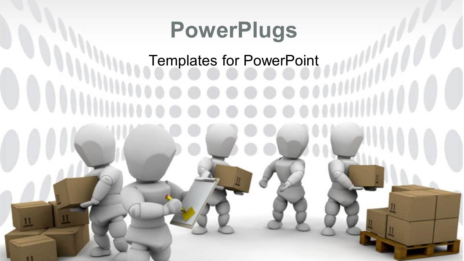 Group of White Figures Working Together to Stack Boxes on a Pallet