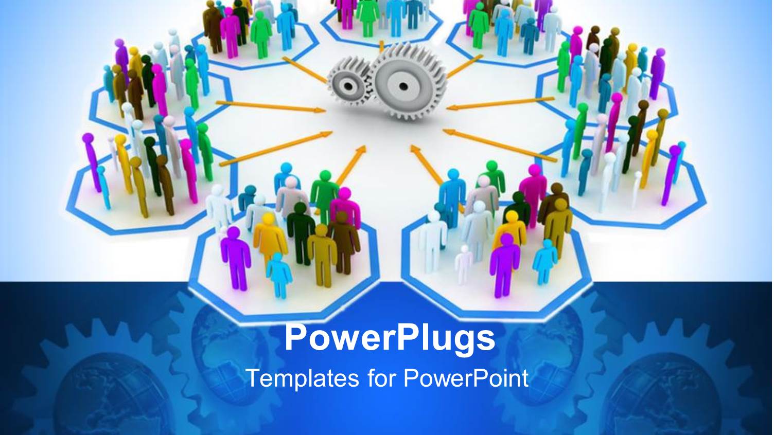 Groups of People Around Pair of Gears