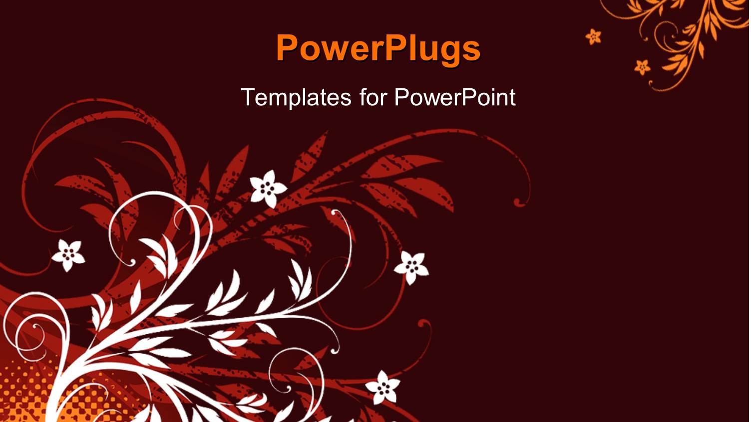 Grunge Floral Background with Orange Halftone Pattern