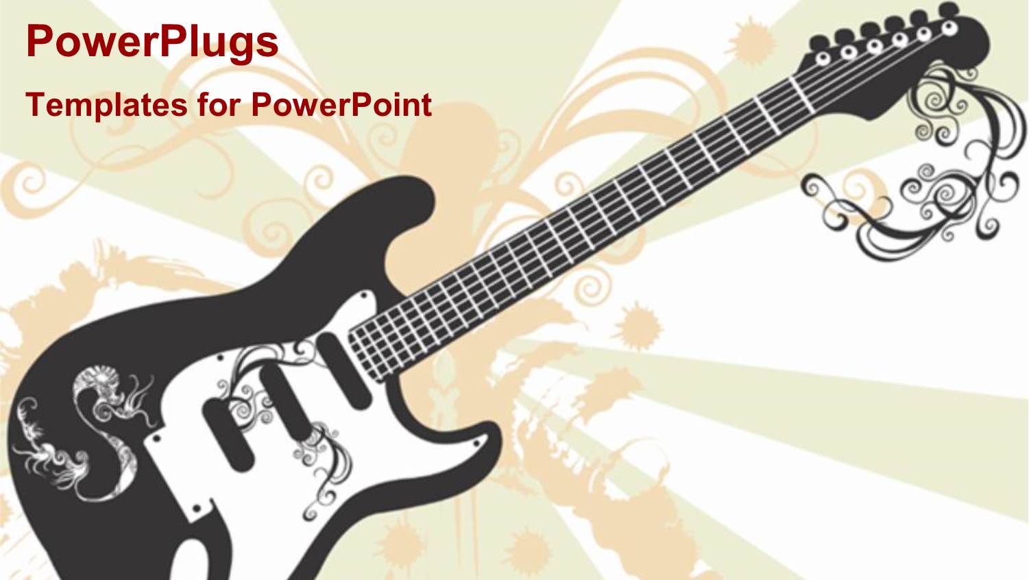 a Guitar with Floral Patterns and Pinkish Background