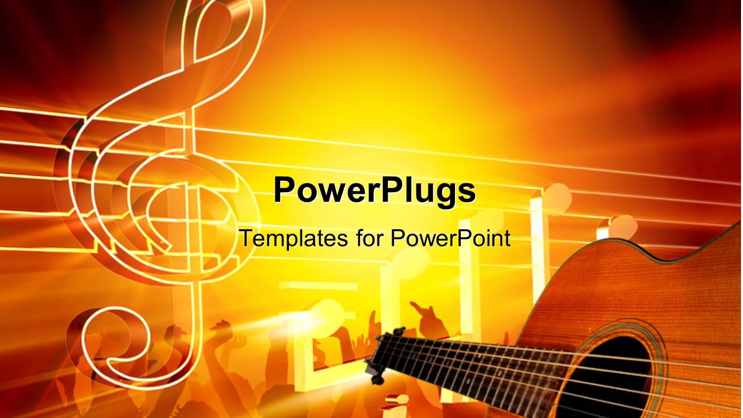 a Guitar and a Music Sign with Yellowish Background