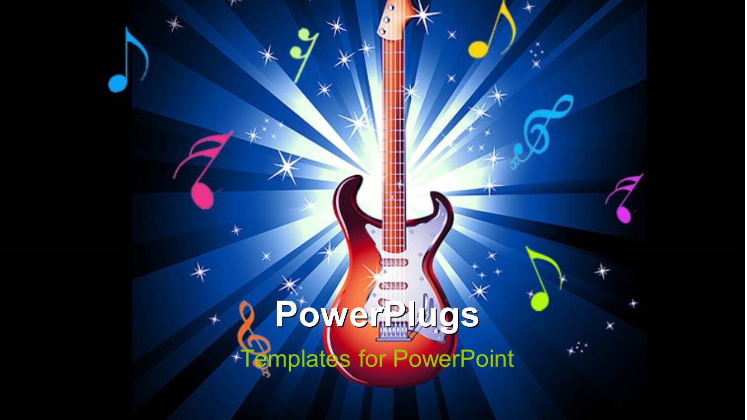 a Guitar with a Number of Music Signs in the Background