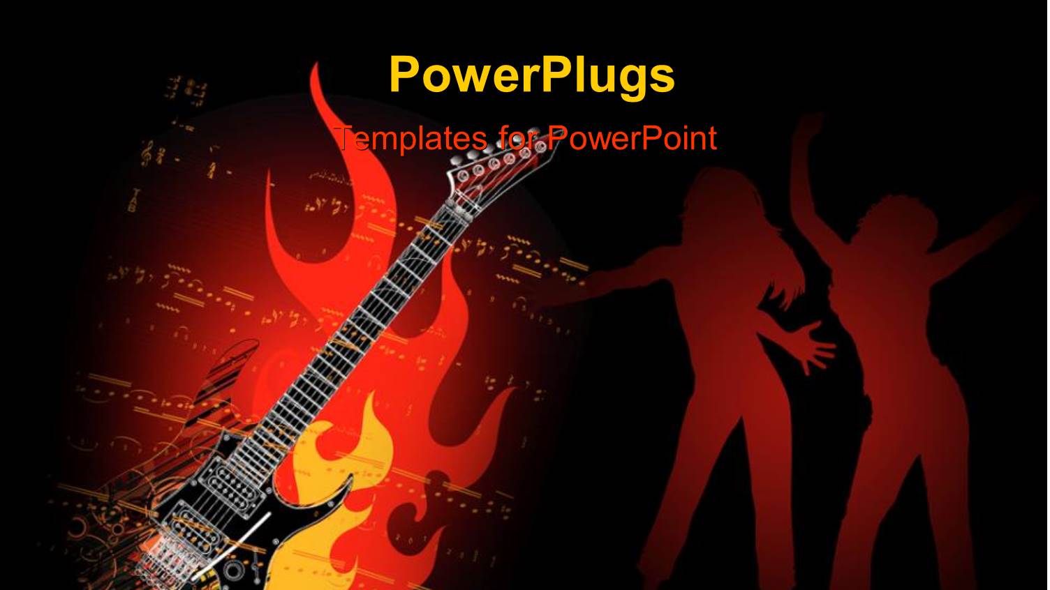 a Guitar with a Number of People Dancing in Background