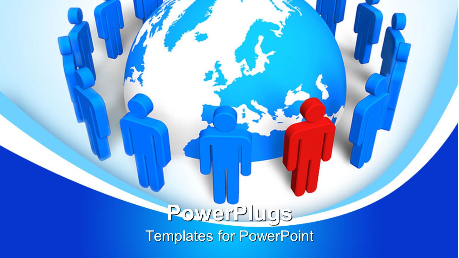 Half Globe Sitting in Center of Several Blue and Red Human Figures