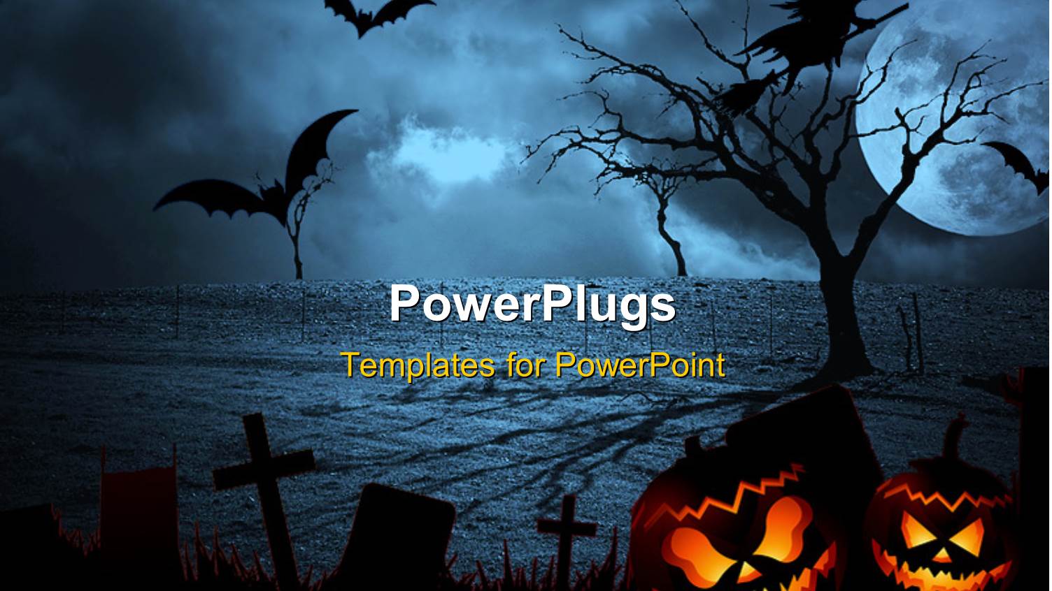 Halloween Dark Scenery with Naked Trees, Full Moon and Clouds in the Background