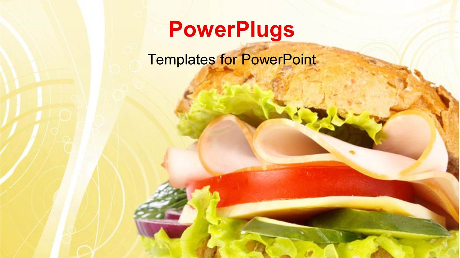 Ham Sandwich on White and Orange Background