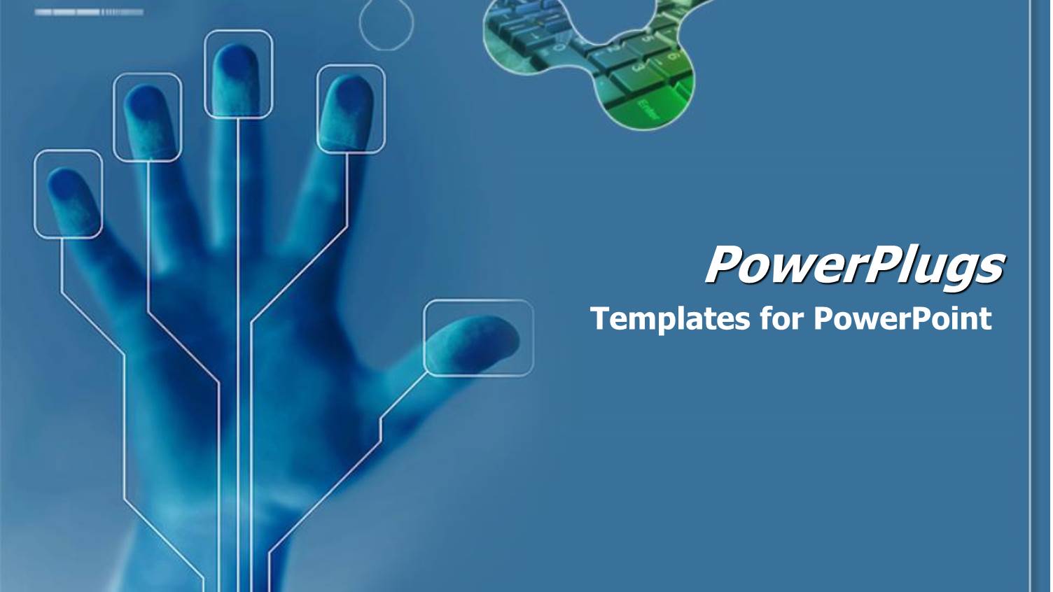 Hand Being Scanned on Security Glass on Blue Background