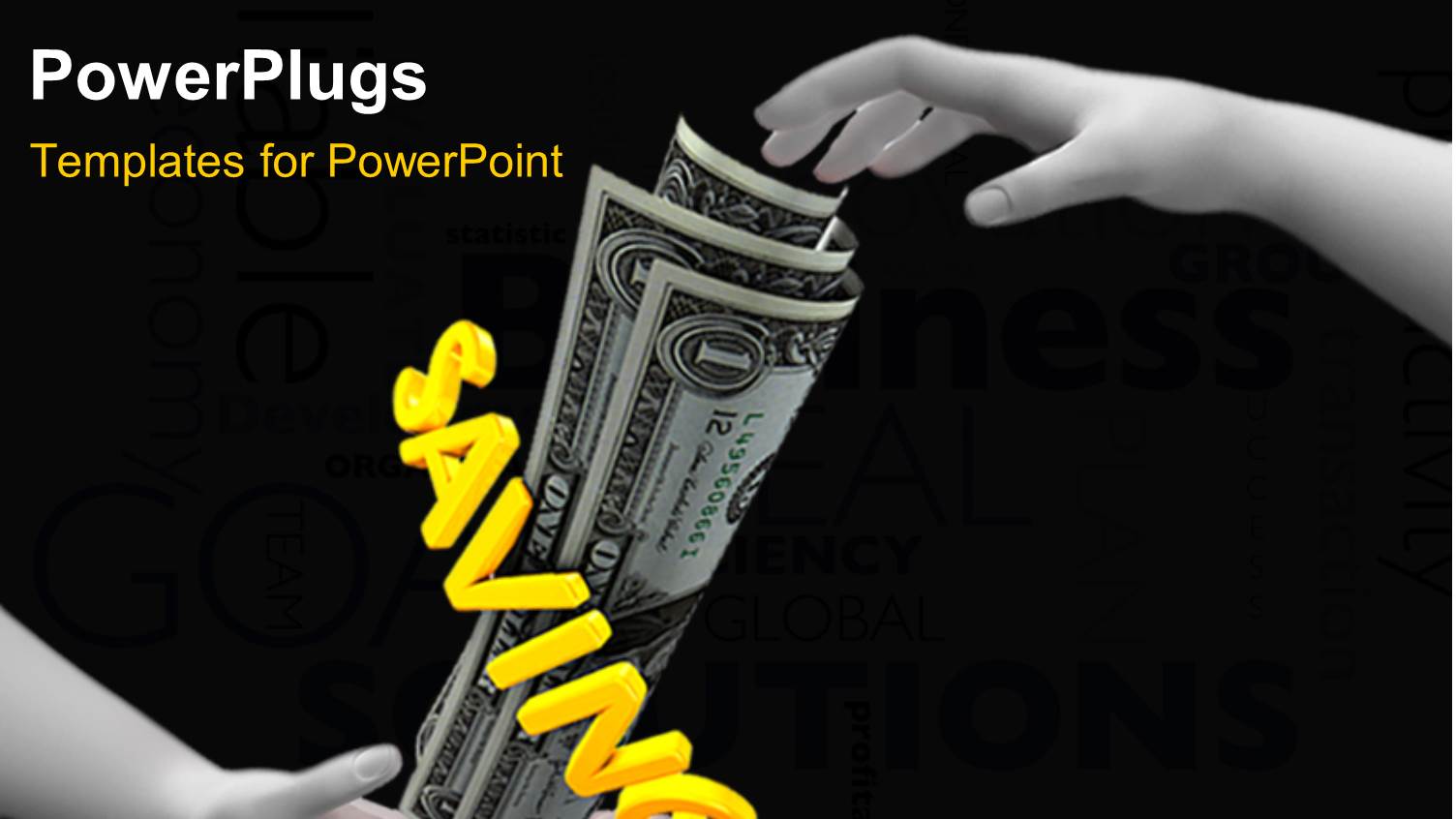 Hand Dropping One Dollar Bills to Another with Yellow Text SAVINGS