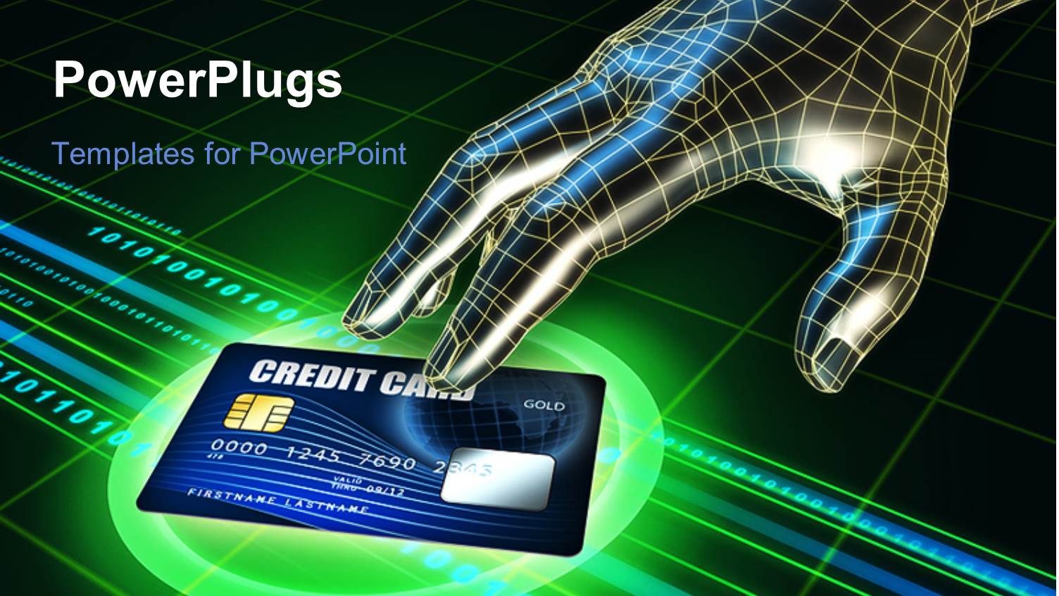 Hand Grabbing Important Information from Credit Card Over Digital Background