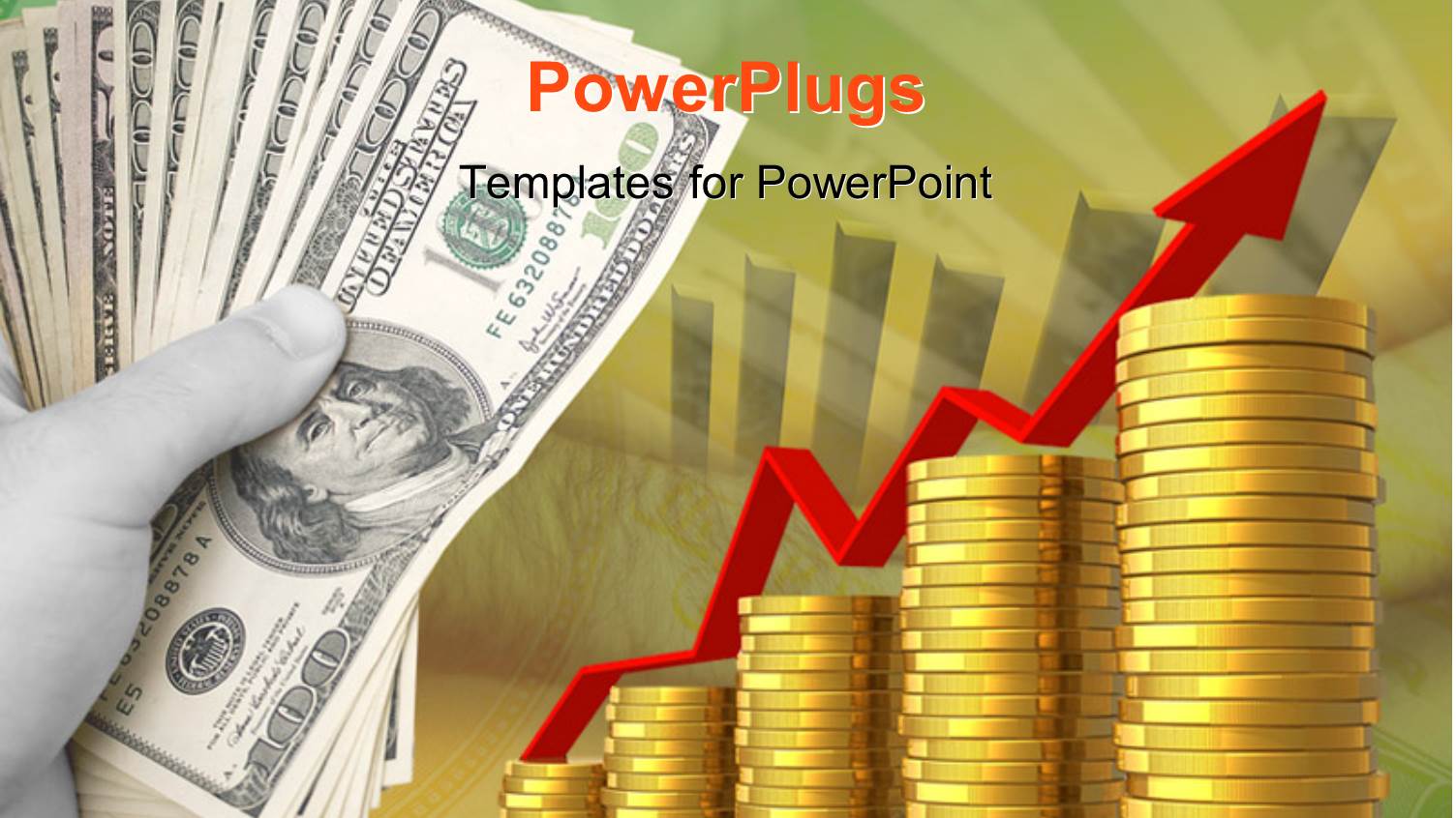 Hand Holding Dollars with Growing Bar Chart and Golden Coins