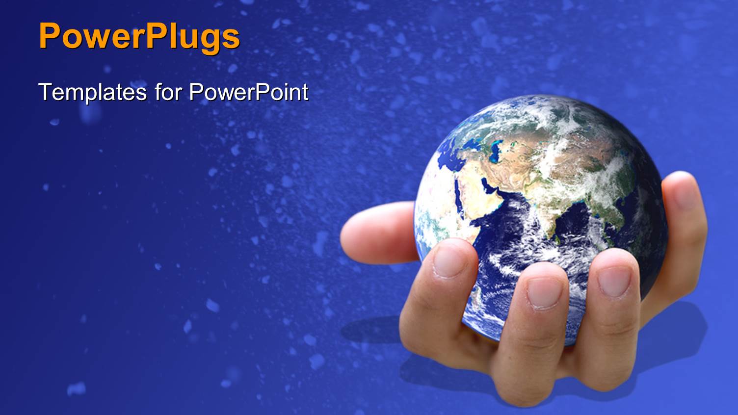 Earth Globe in Human Hand Over Blue Background