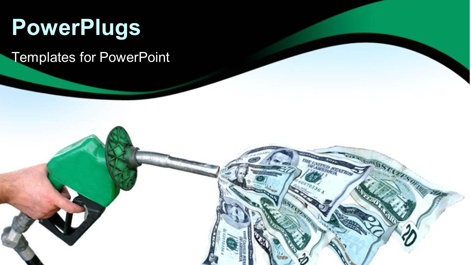 Hand Holding Gas Pump Sucking Up Money