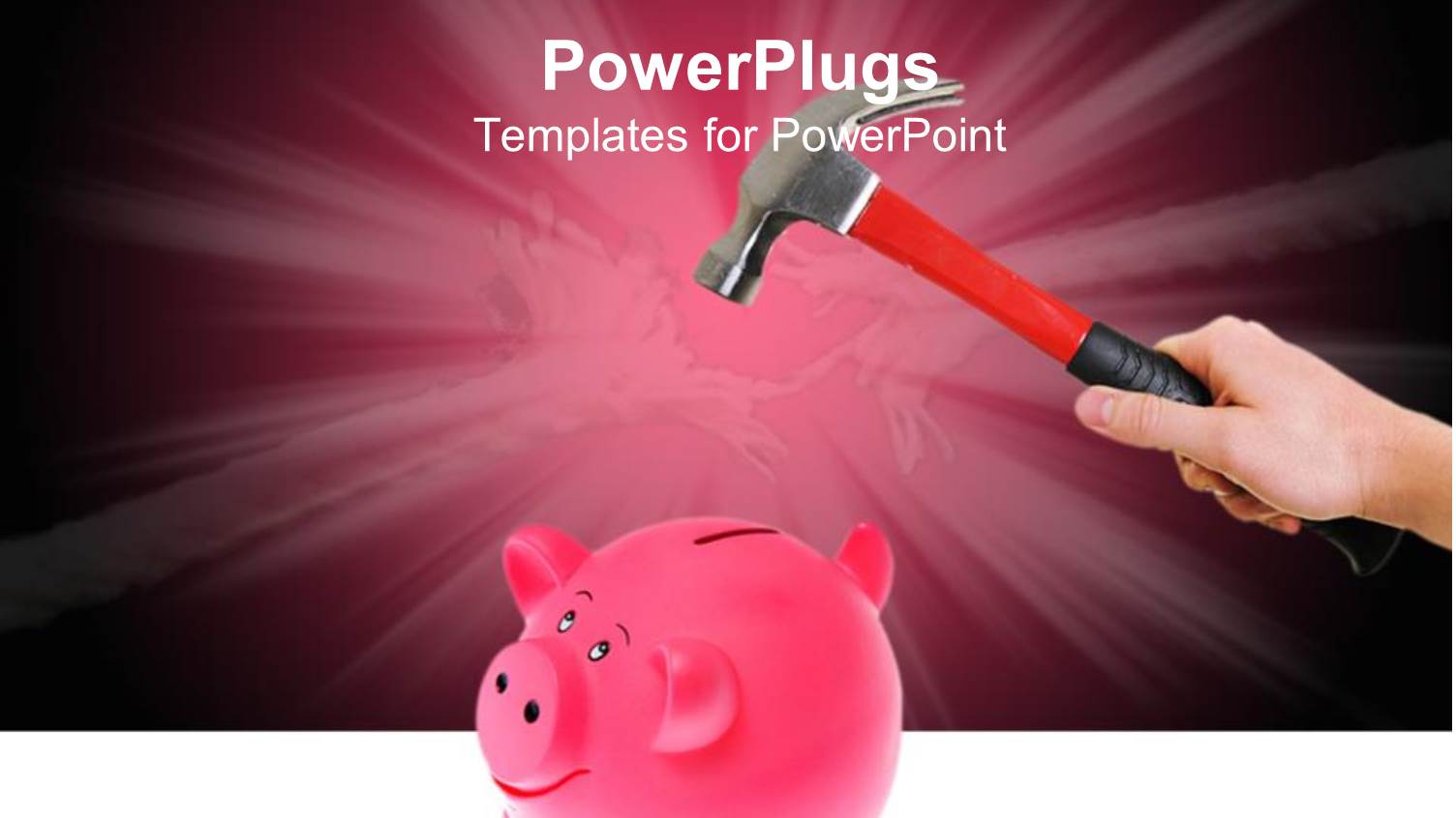 a Hand Holding a Hammer Over a Pink Piggy Bank