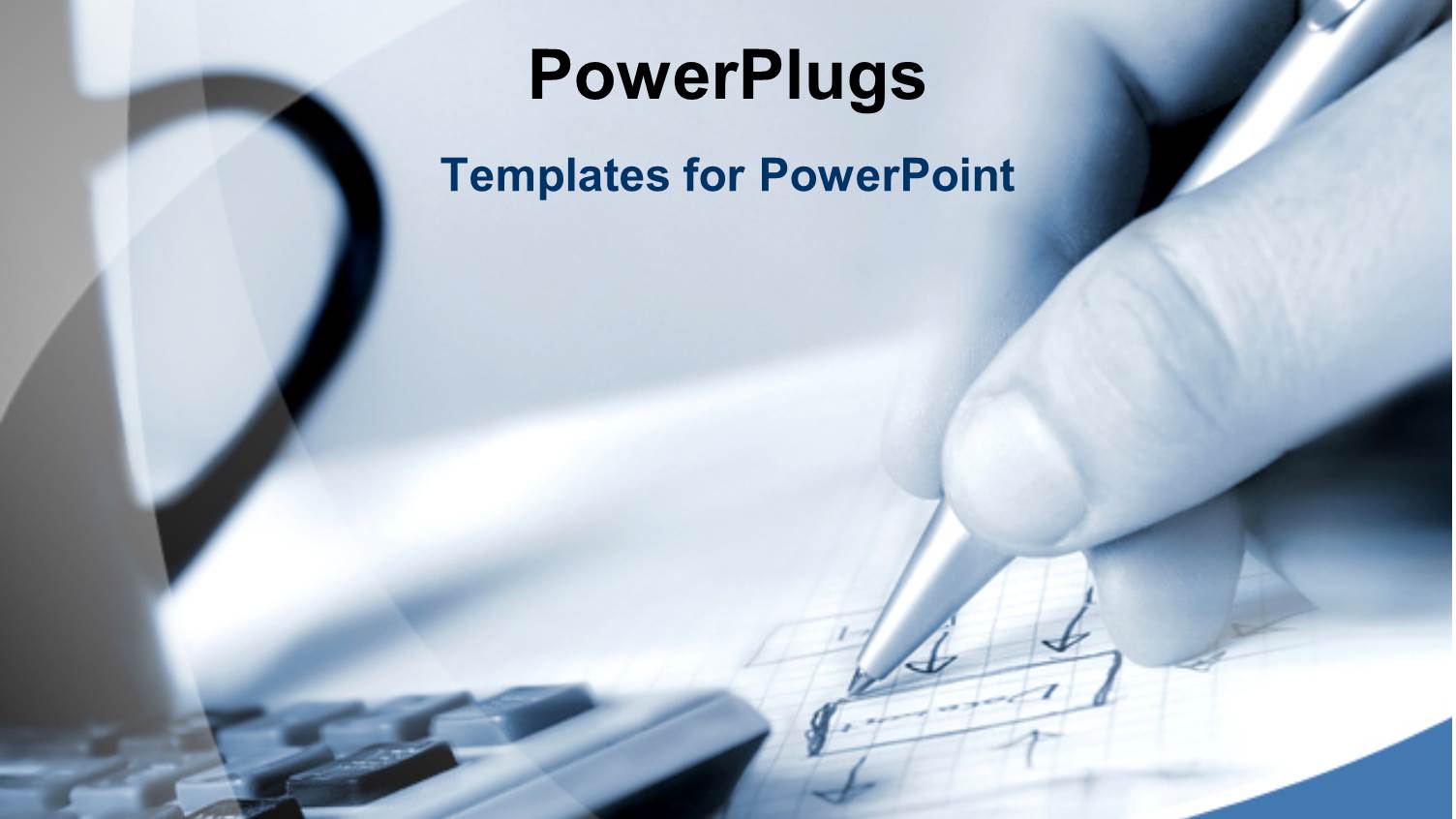 a Hand Holding a Pen Writing with a Key Board Beside it