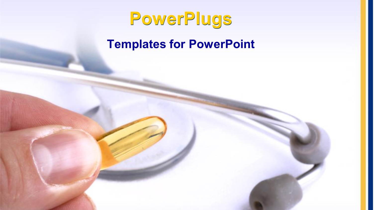 Hand Holding Yellow Golden Capsule and Stethoscope on White Background