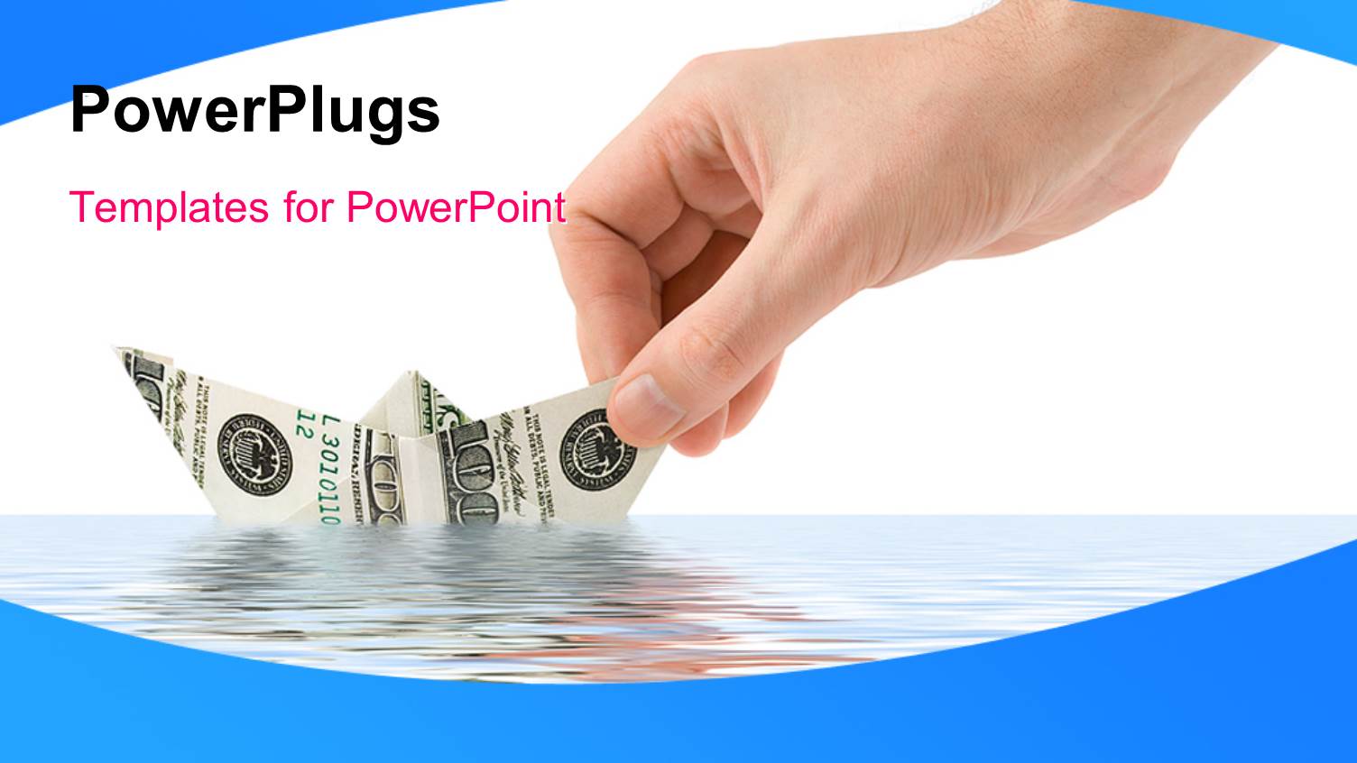 Hand Places Paper Boat Made with Dollar Bill in Sea