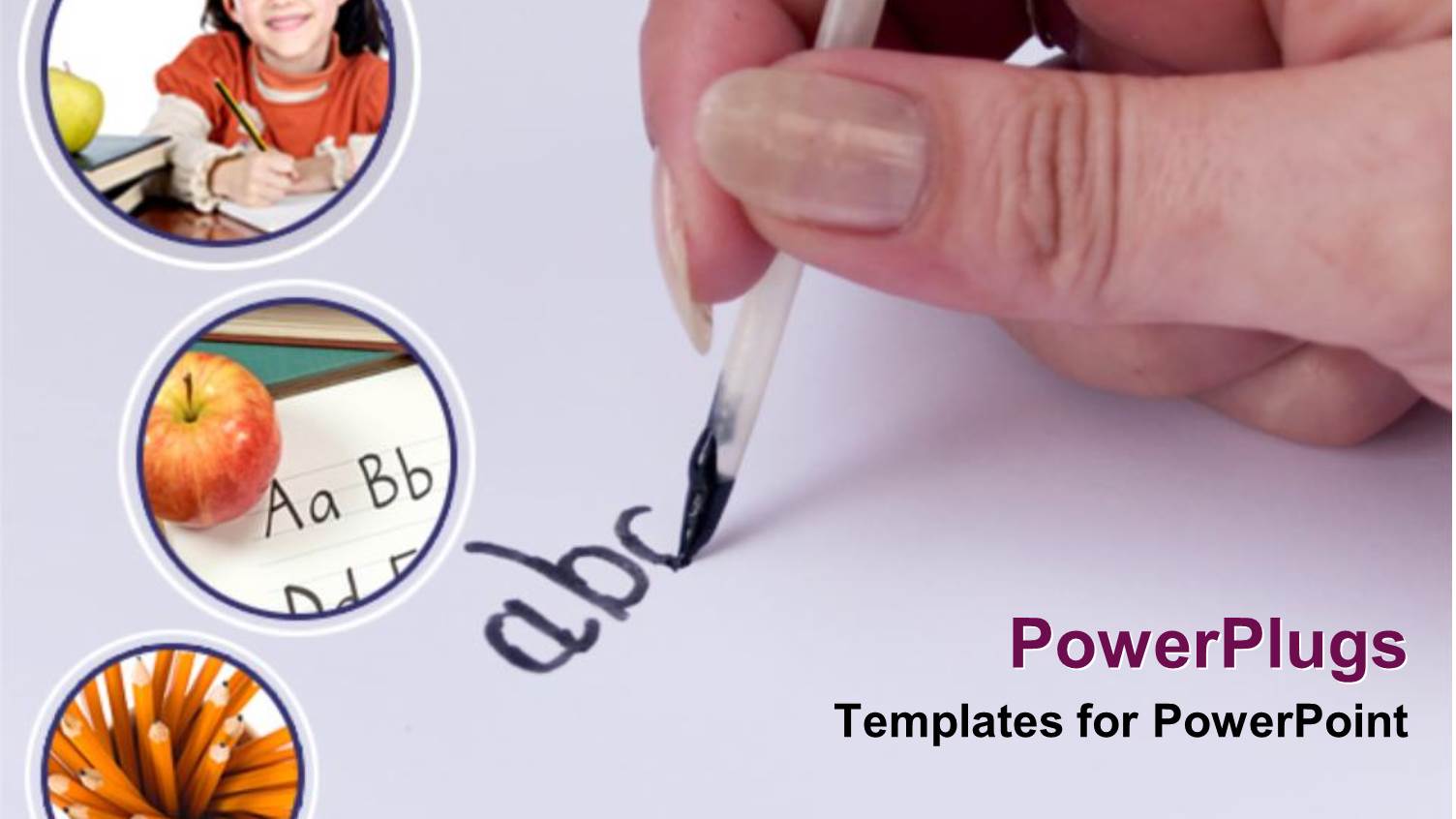 Hand with Pen Writing ABC, Student Writing, Apple with Handwriting, Pencils, Education, School, Teaching