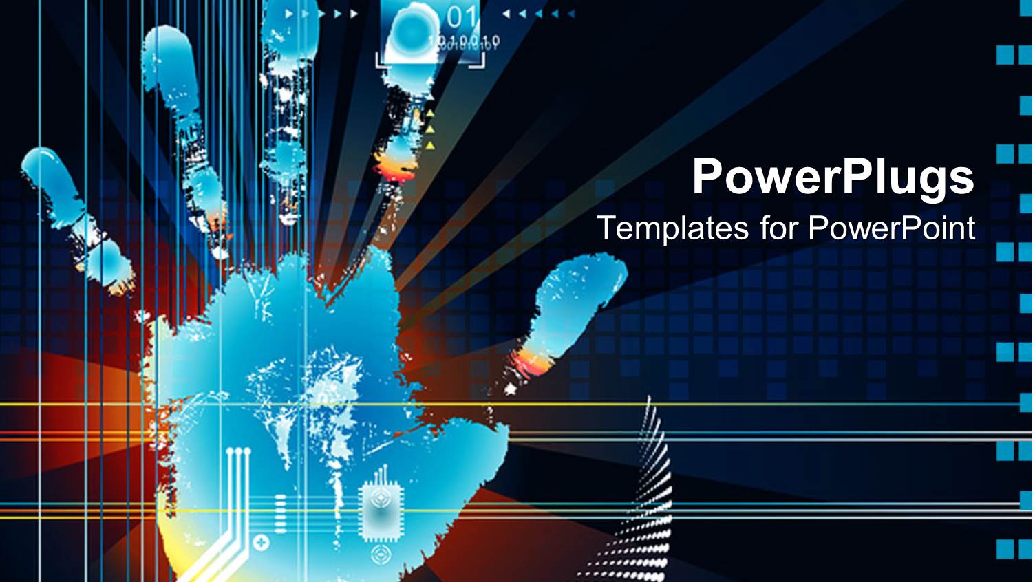 a Hand Print with Technological Background