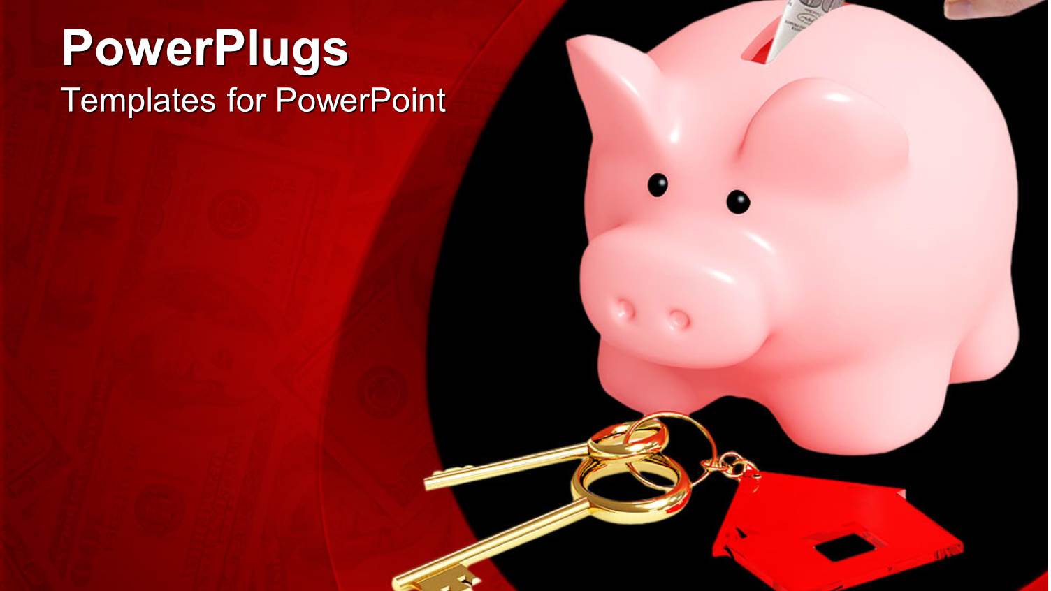 Hand Saving Money in Piggy Bank with Gold Key and Dollar Bills