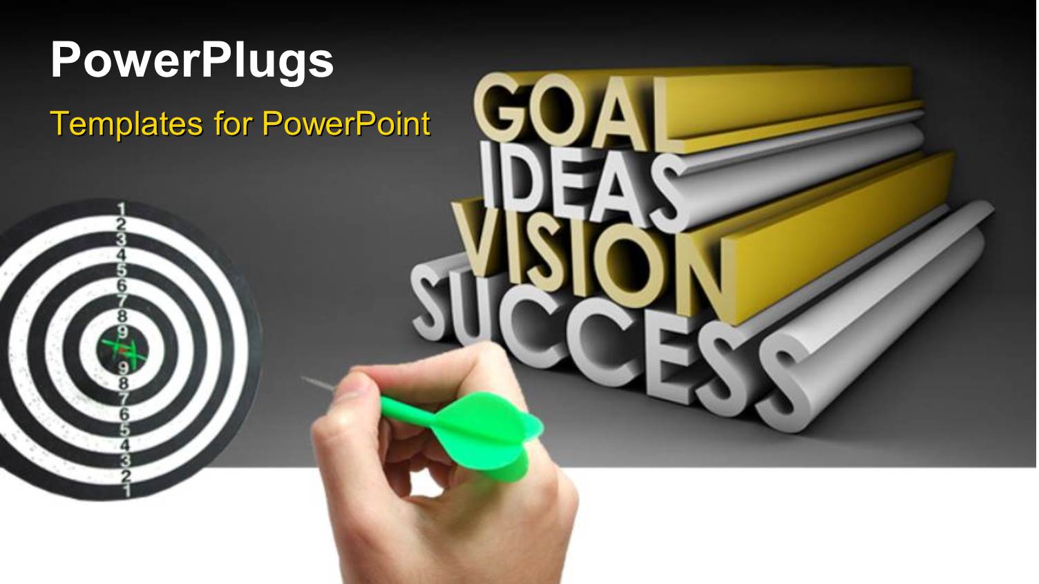 Hand Throwing Green Dart to Bulls Eye of Black and White Target 