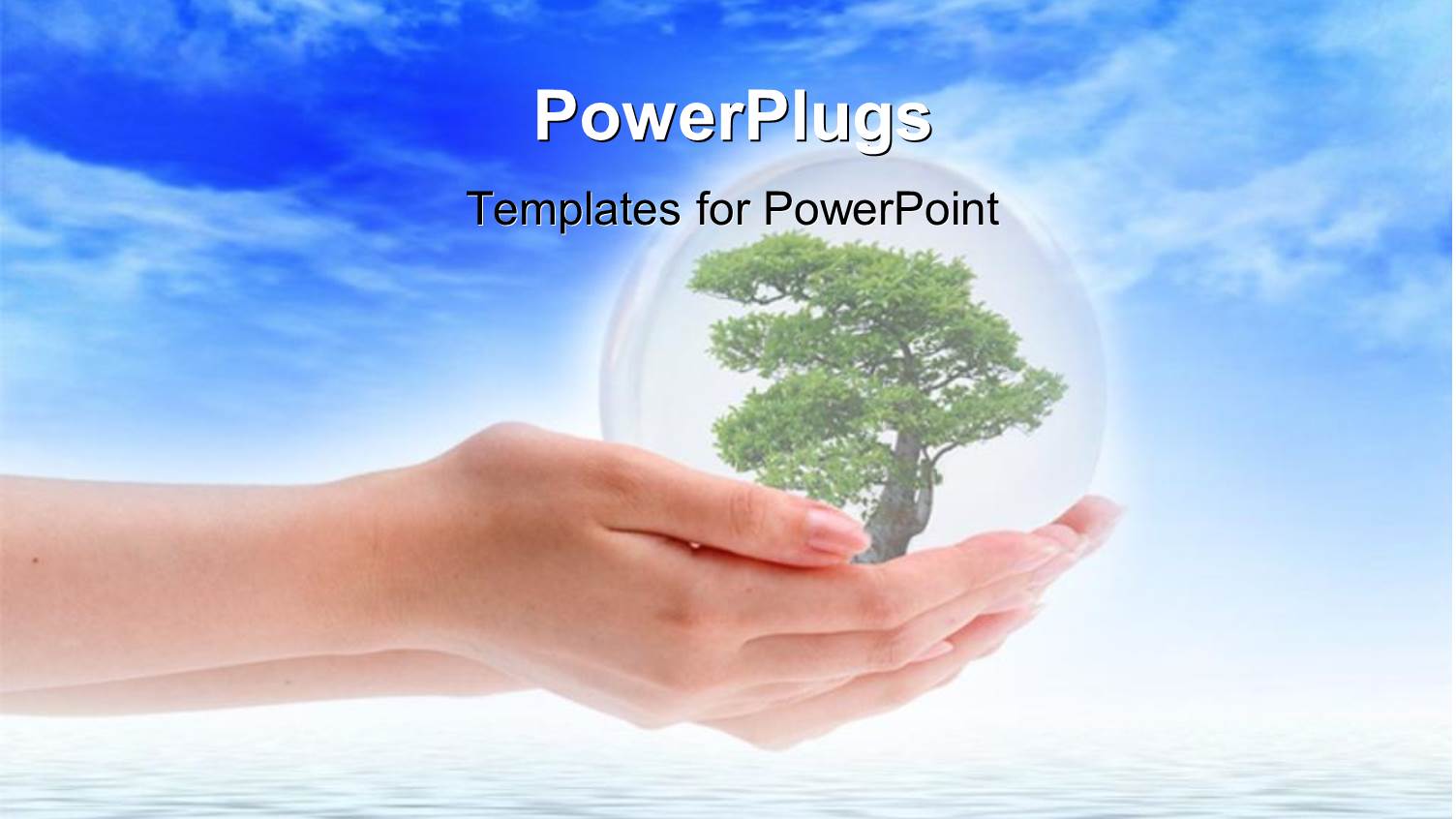 a Hand with a Tree and a Sea in the Background