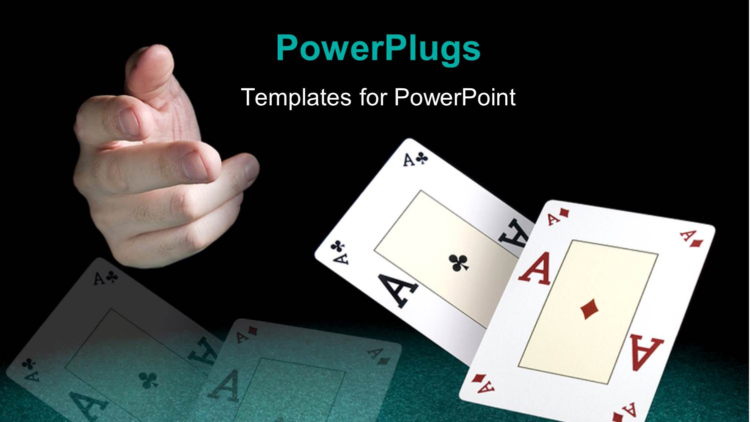 Hand with Two Aces Playing Cards Over Black Background