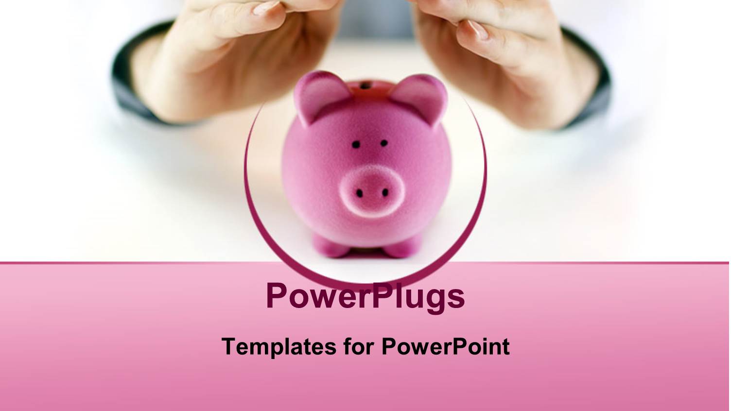 Hands Protecting a Piggy Bank with White Color