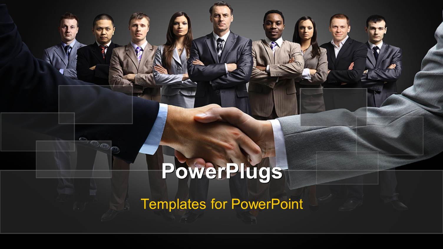 Handshake of Men with Business Team Folding Hands across Chest