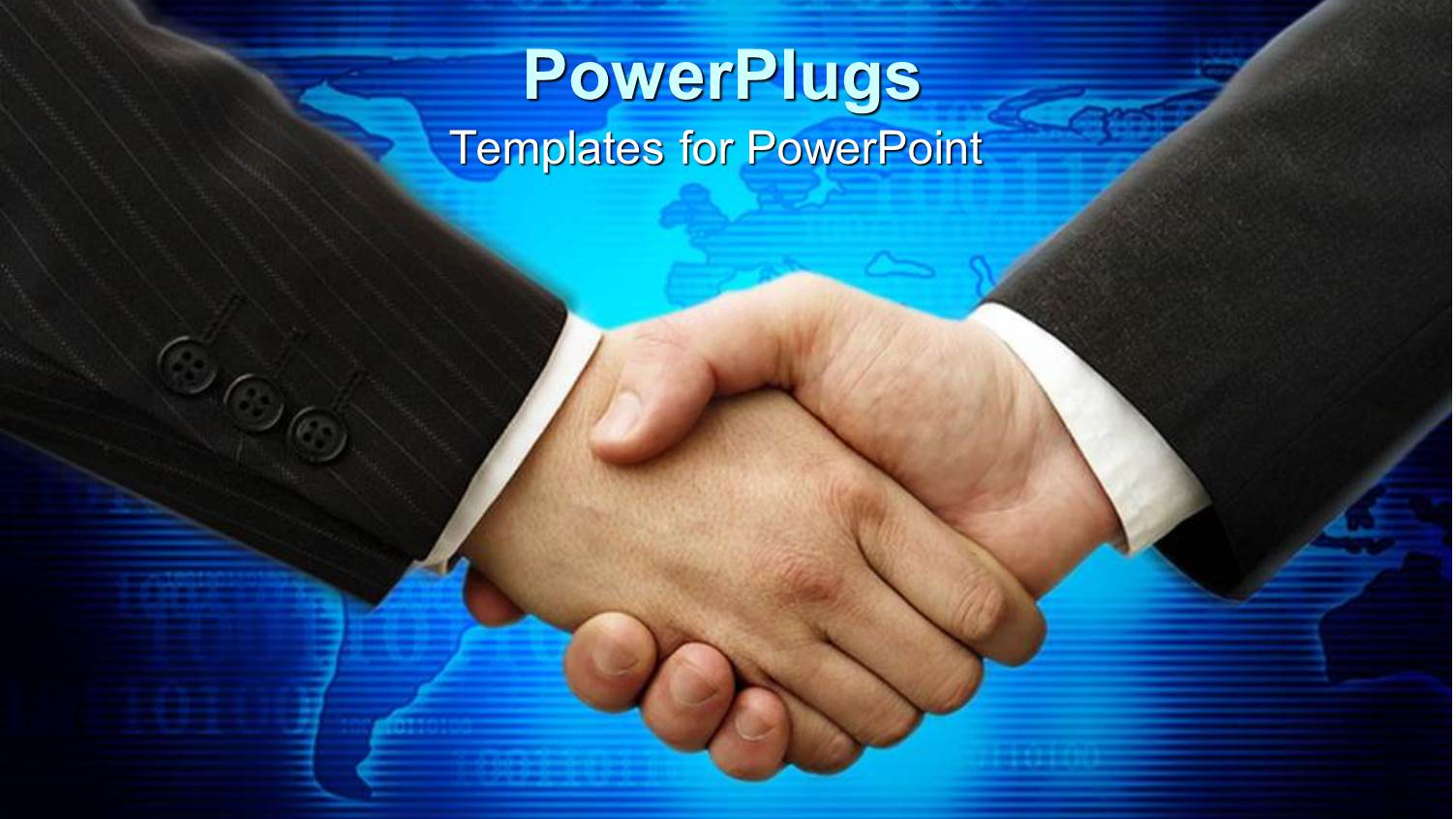 Handshake Between Two Business Men Over Blue World Map