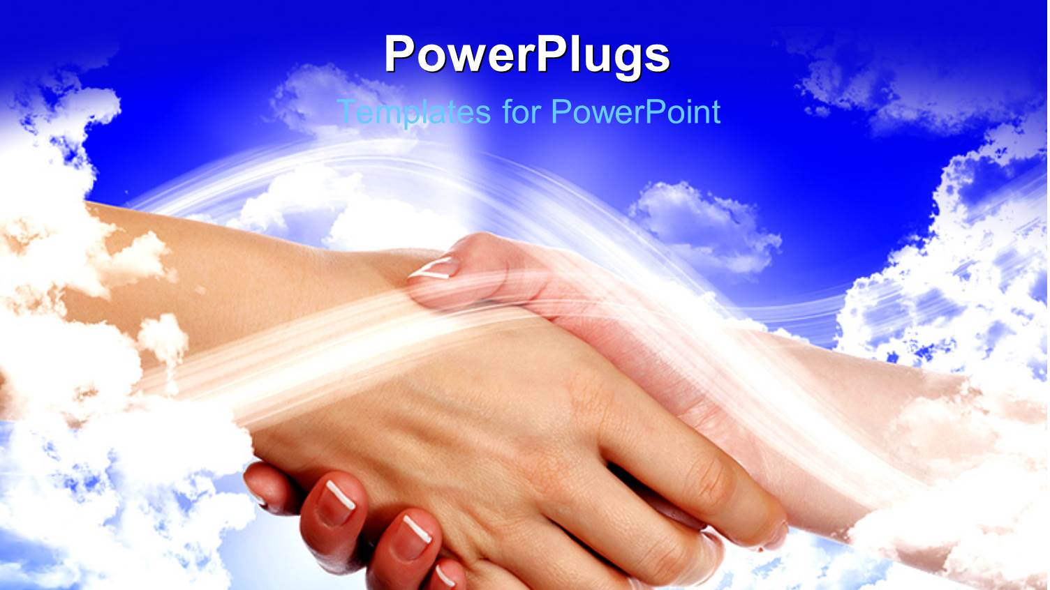 a Handshake with Clouds in the Background and Place for Text