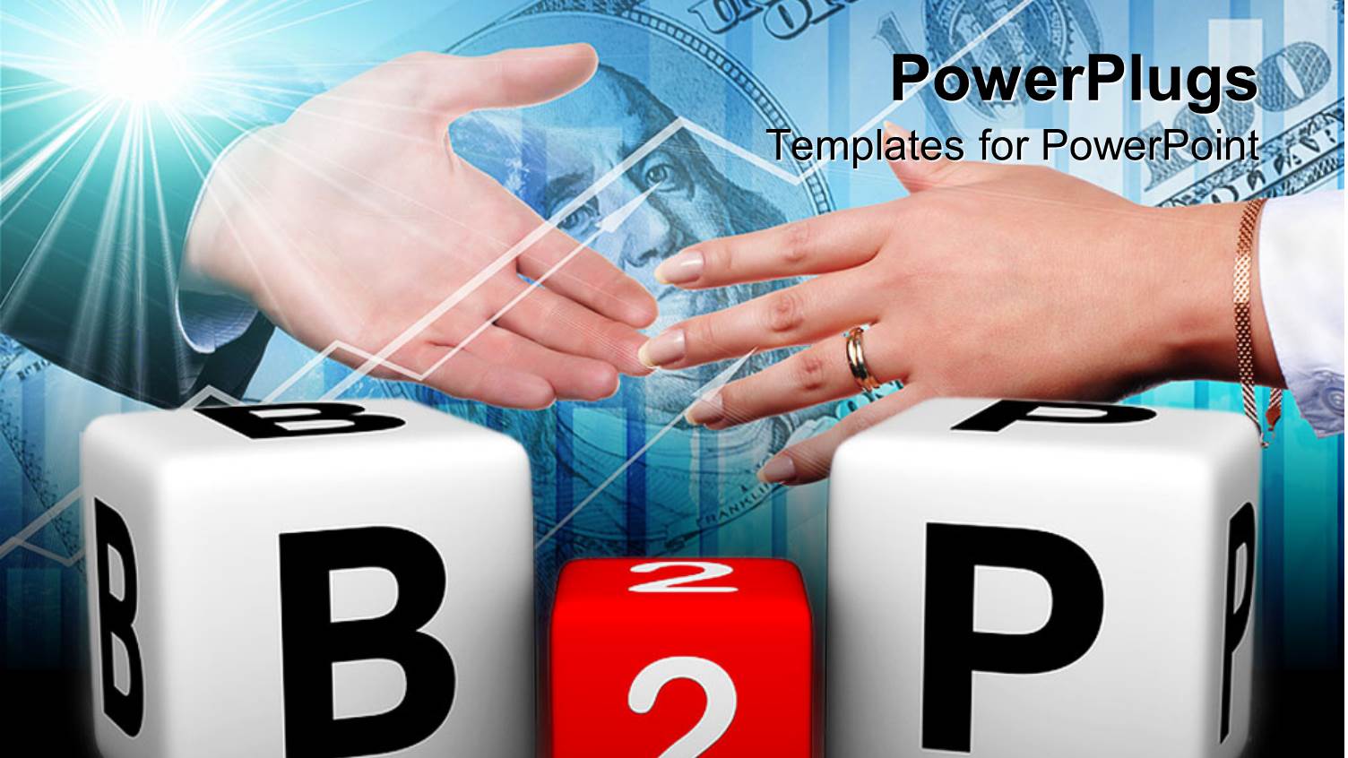 Handshake Over Business to People Symbol with Dice Over Hundred Dollar Bill