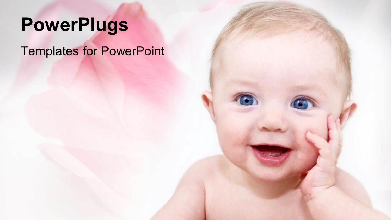 Happy Baby with Pink Roses for Family on White Background