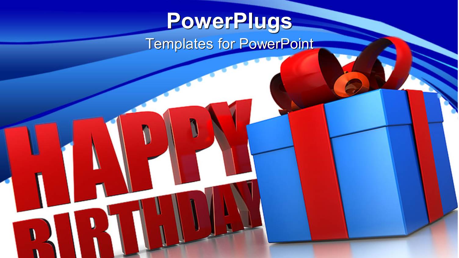 Happy Birthday Sign Next to Blue Wrapped Gift Box