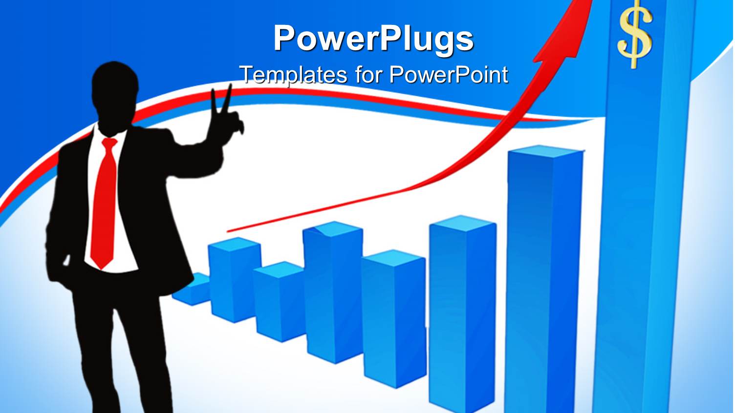 Happy Businessman Standing Beside Bar Chart with Victory Gesture