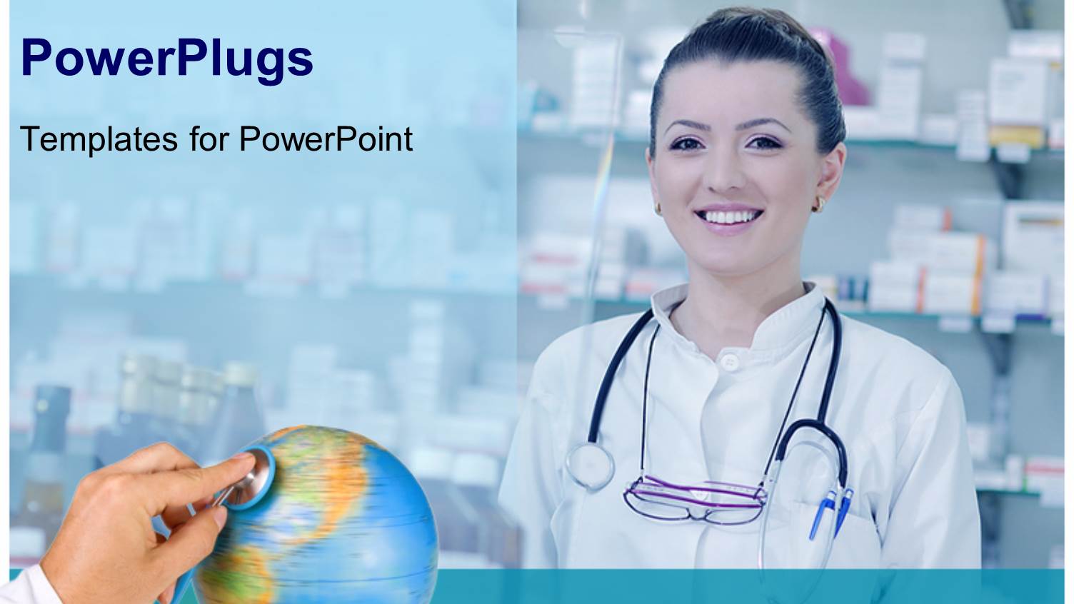 Happy Cheerful Pharmacist Chemist Woman Standing in Pharmacy Drugstore