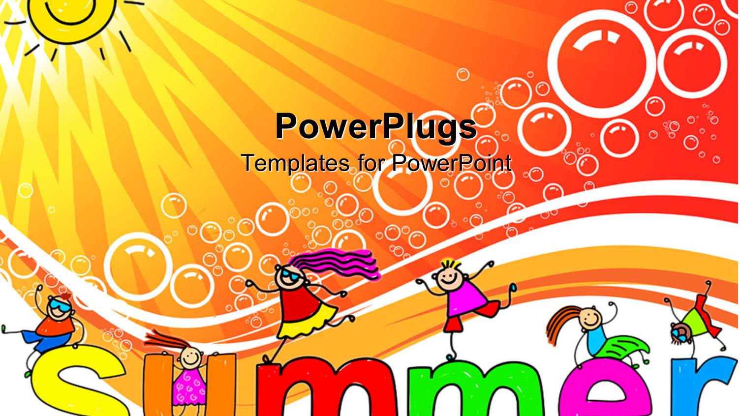 Happy Children Jumping on Letters on a Sunny Day