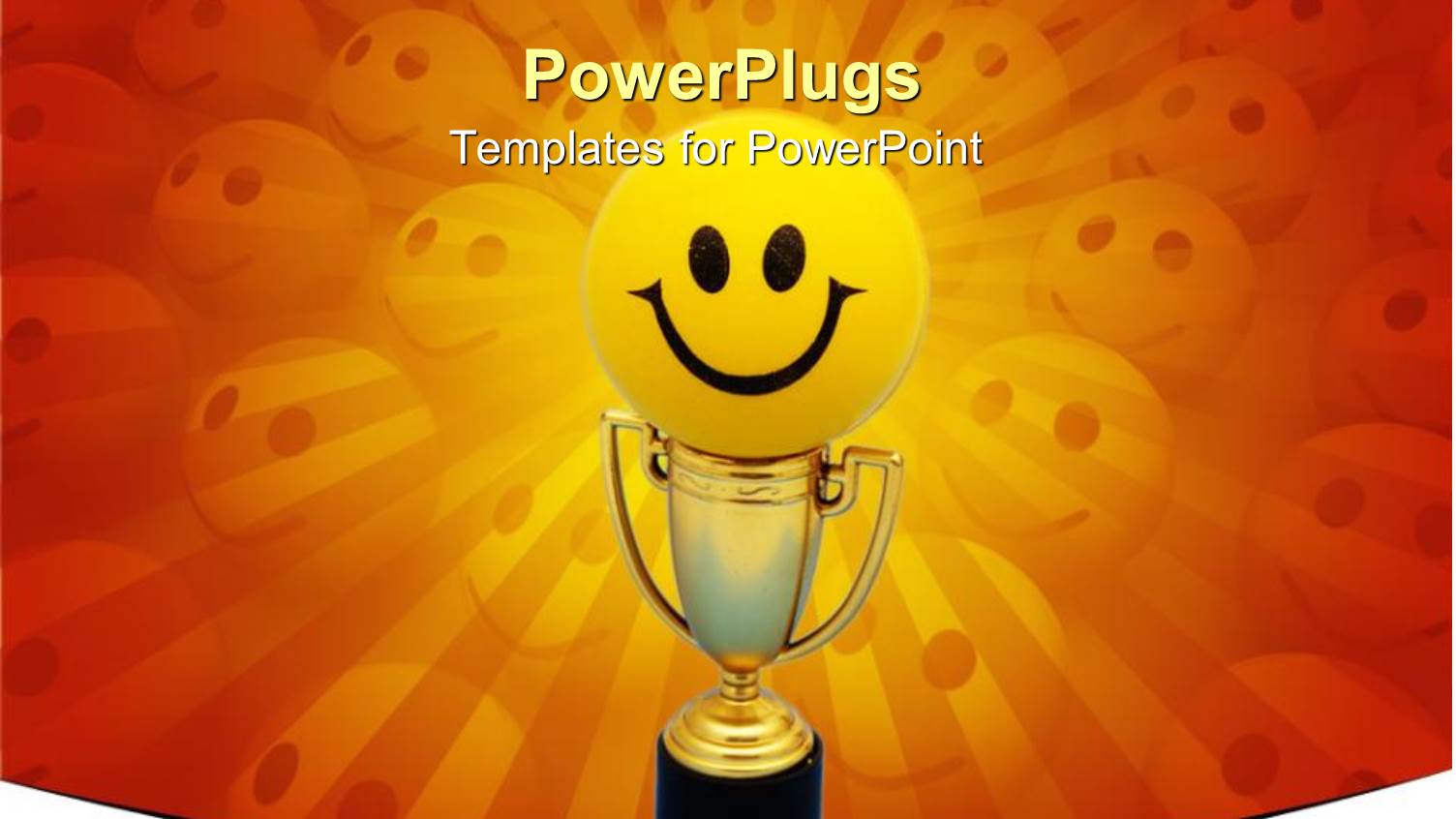 Happy Face Atop Gold Trophy on Orange Background