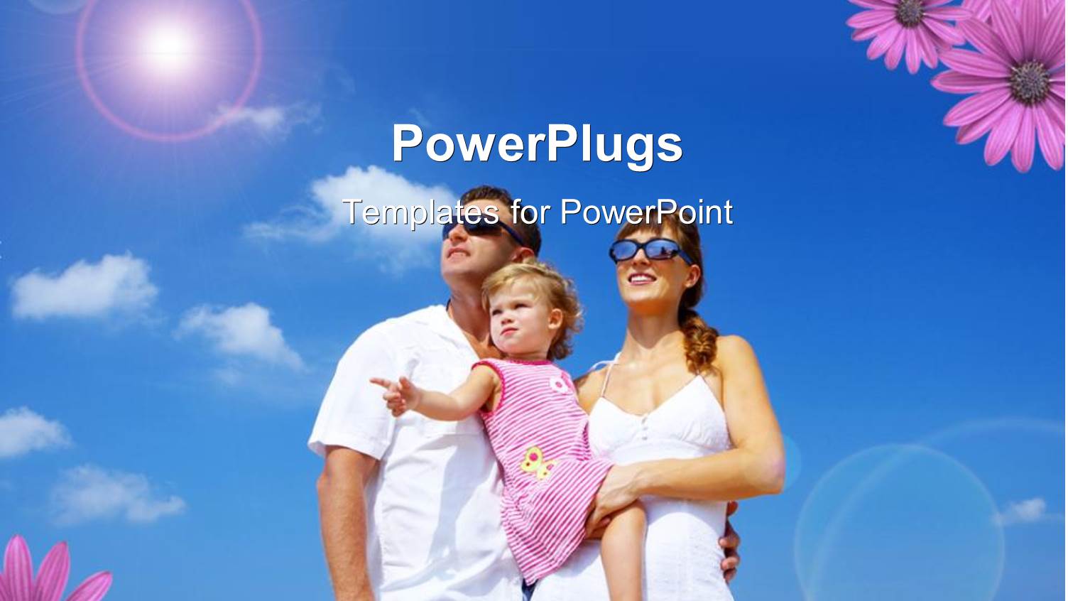 Happy Family Hanging Out with Summer Environment and Flowers