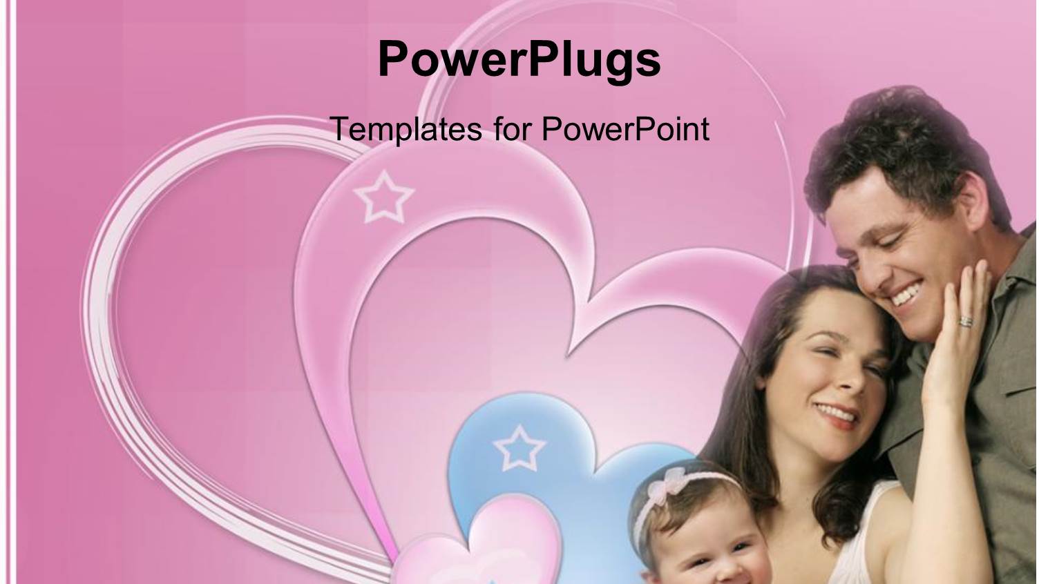 a Happy Family with Hearts in the Background