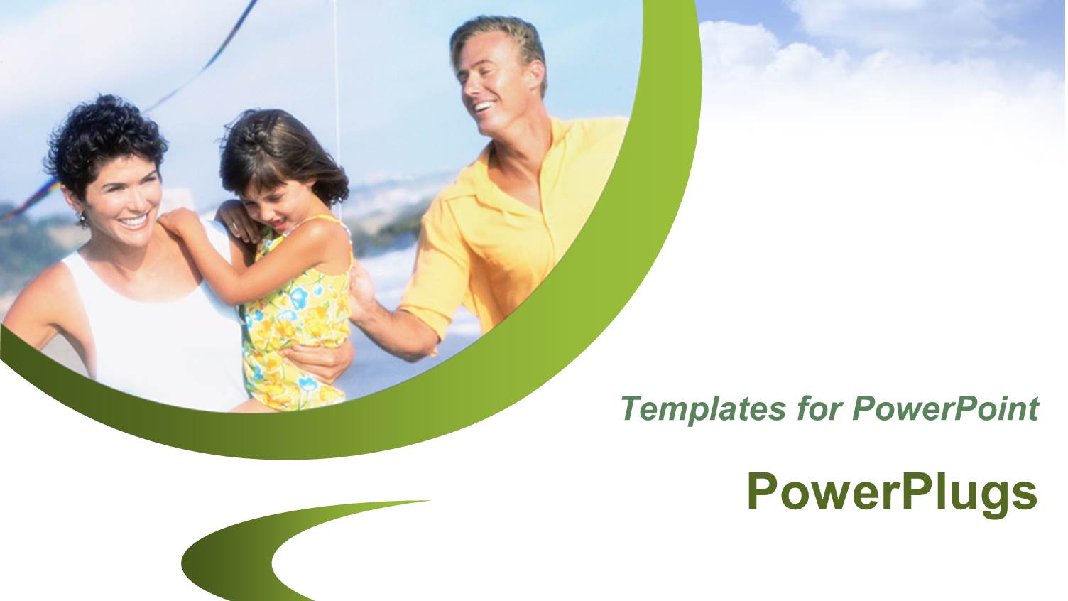 Happy Family Play at Beach with Kite